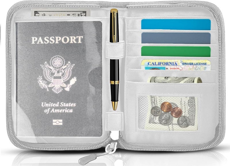 EPIMA Passport Holder for Travel Essentials, RFID Blocking Protector Passport Wallets, Passport Document Organizer Case for Travel Must Have, Passport Book for Women, Couple, Family Cards, Tickets, ID, Cash - Image 1